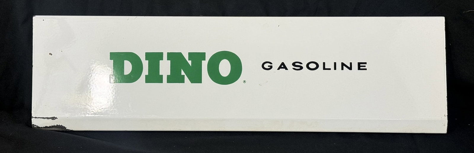 Dino Gasoline SST Gas Pump Advertising Painted Metal Sign: Measures 26.5" x 8"