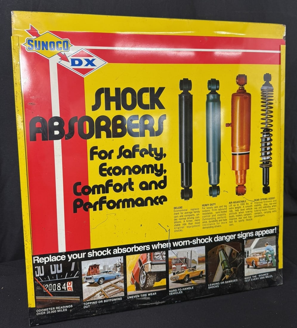 Sunoco DX Shock Absorbers DST Service Station Topper Sign: 20.75" wide x 22.25" tall