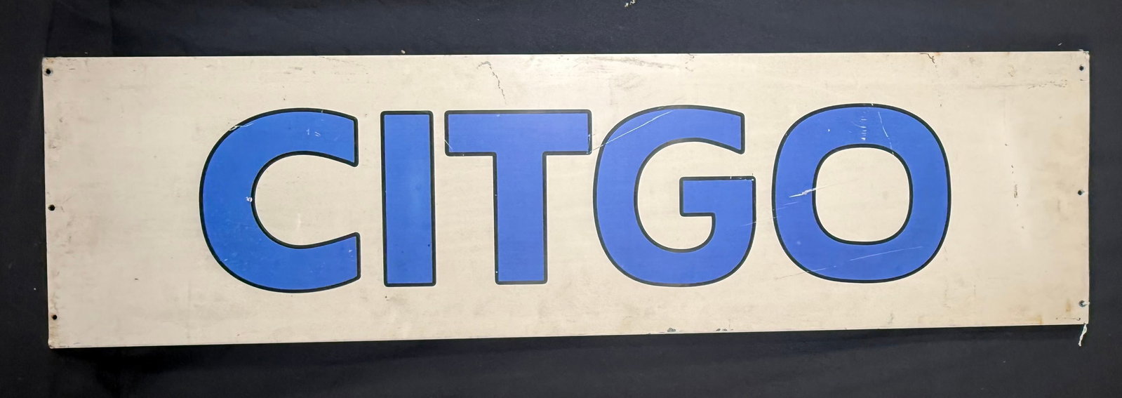 Citgo SST Painted Metal Gas Service Station Advertising Sign: Measures 44.5" x 12" tall x 1" lipped edge
