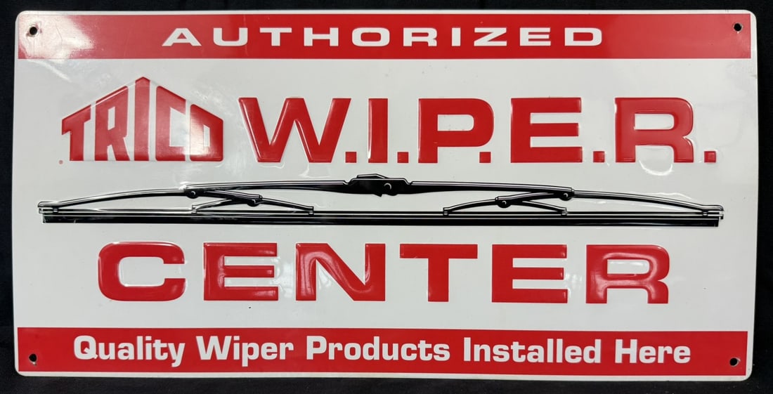 Authorized Trico Wiper Center SST Embossed Advertising Sign: Measures 20" x 10"