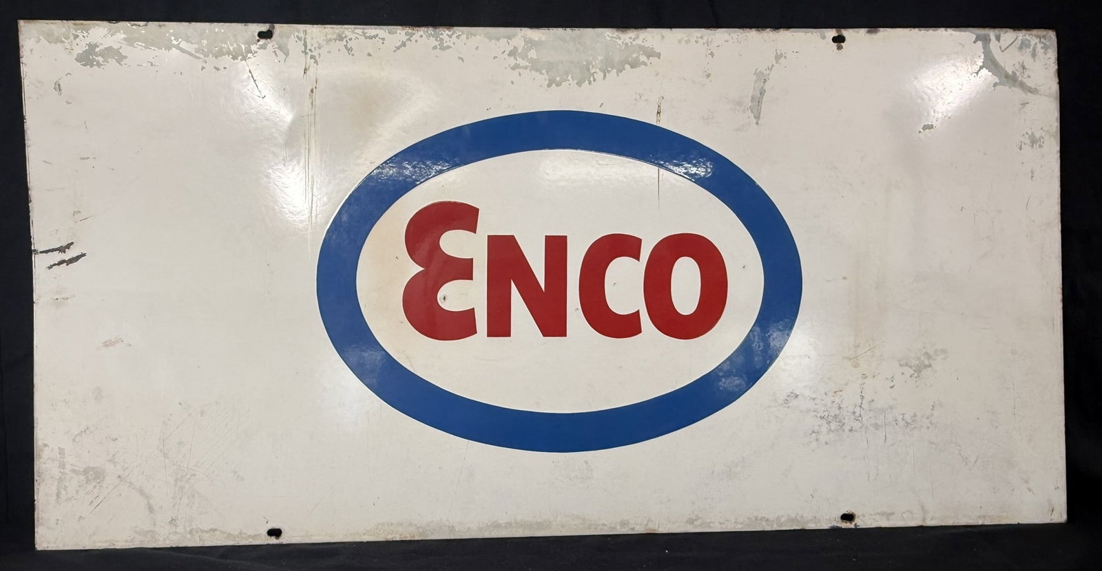ENCO Double Sided Porcelain 3' Gas Service Station Sign: Measures 36" x 18"