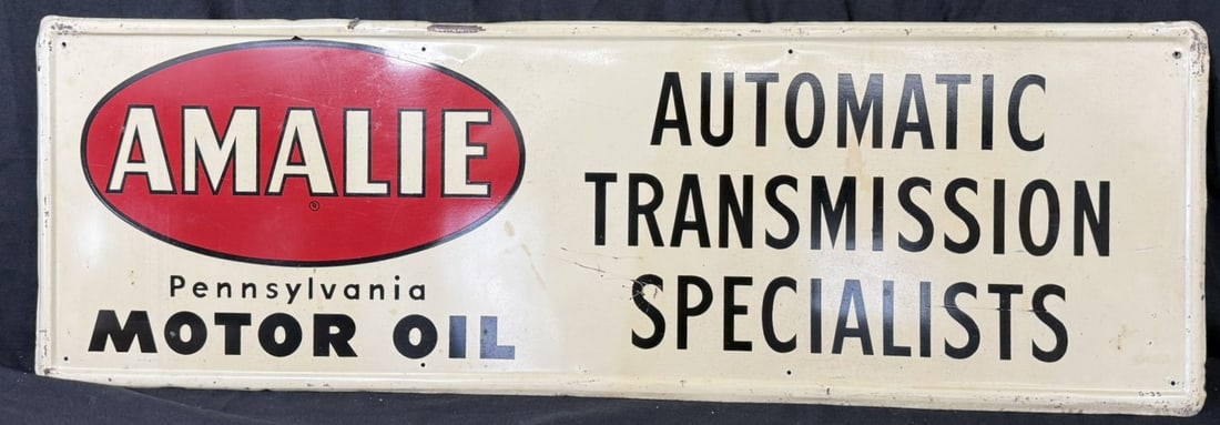 Amalie Penns Motor Oil SST Automatic Trans Specialists Sign: Marked G-35. 35.5" x 11.5"