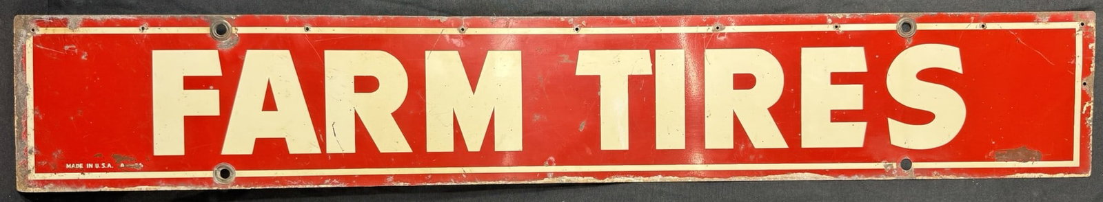 Firestone Farm Tires DST Painted Metal Advertising 44" Sign: Measures 44" x 7"