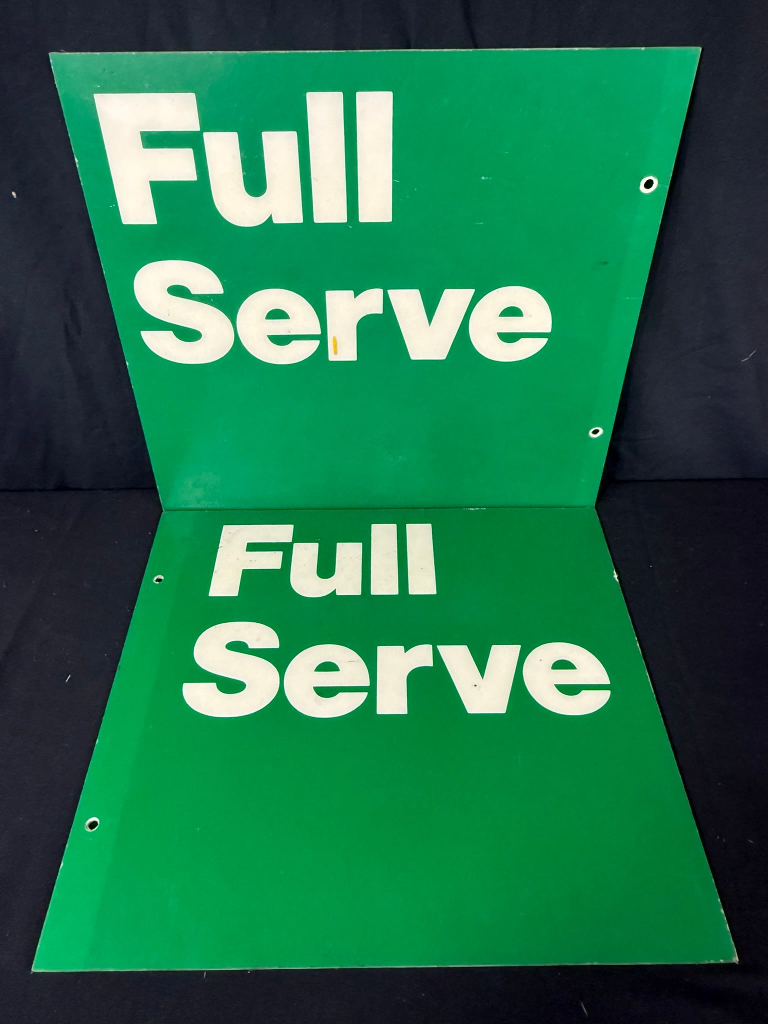 Pair Plastic Full Serve Gas Service Station Signs: 18" x 20"