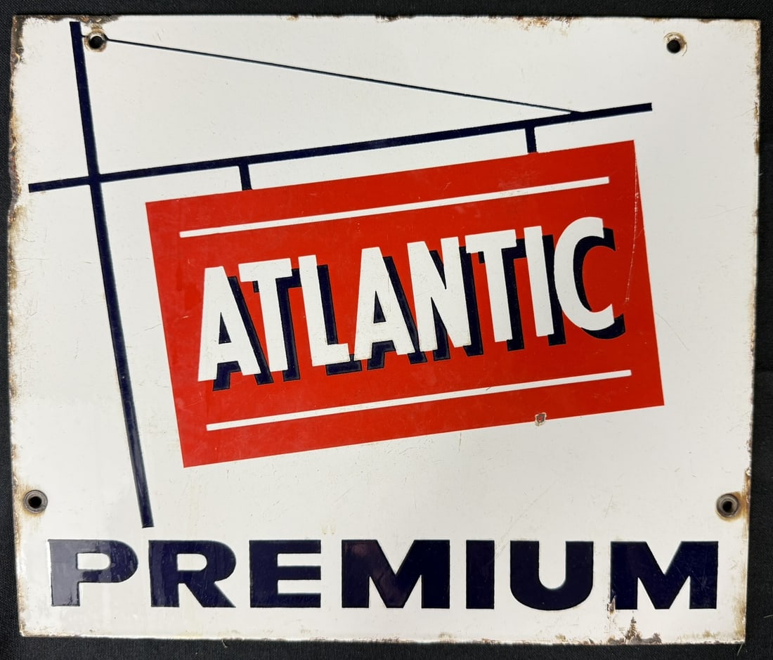 Atlantic Premium SSP Porcelain Gas Pump Sign: 12.875" x 10.875"