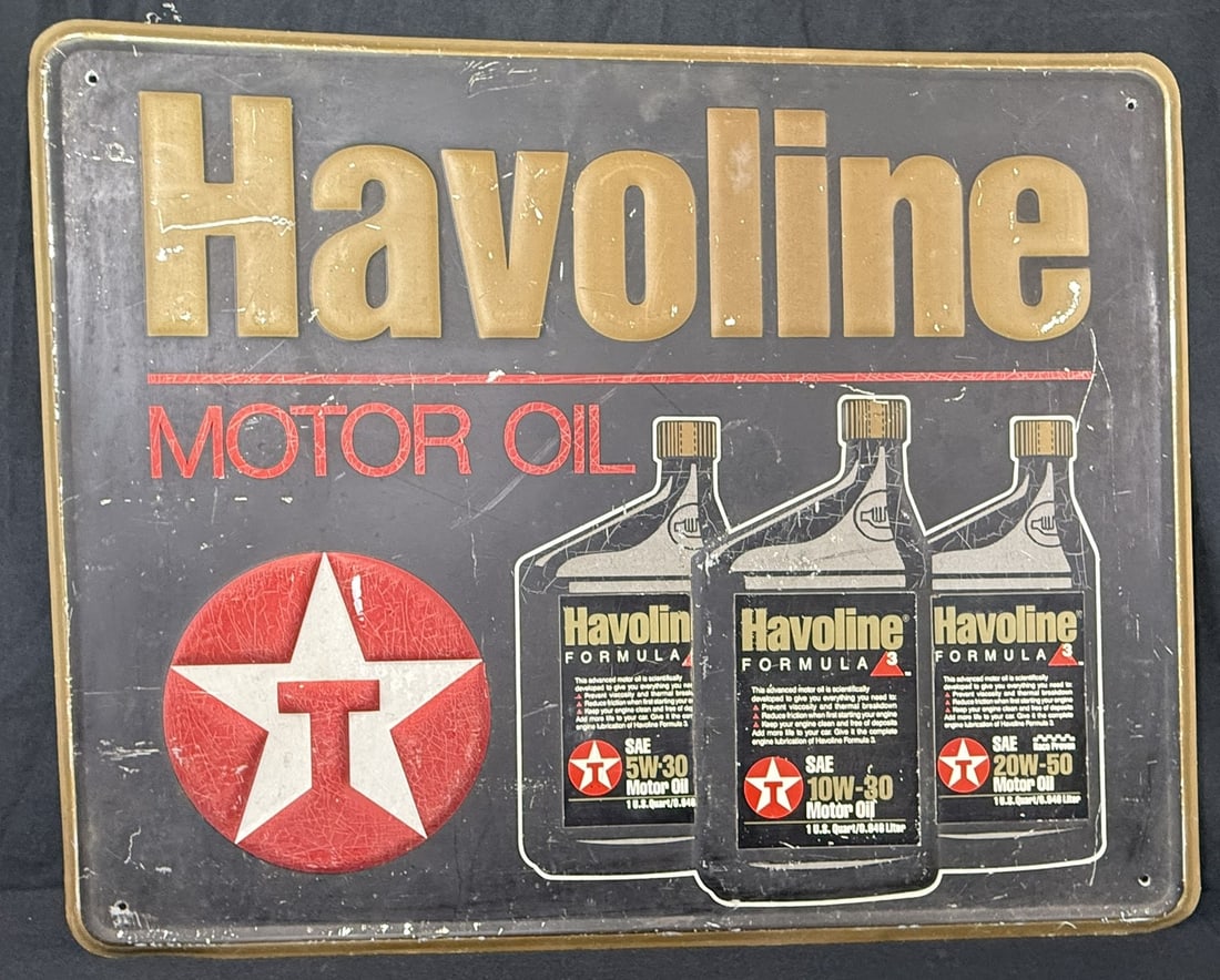 Havoline Motor Oil SST Tin Embossed 5W-30 10W-30 Metal Sign: Measures 29" x 24"