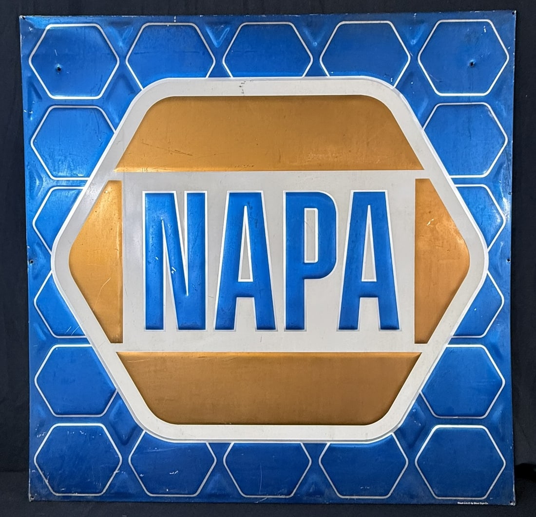 NAPA 3' SST Self Framed Embossed Tin Metal Sign: Measures roughly 35" x 35"
