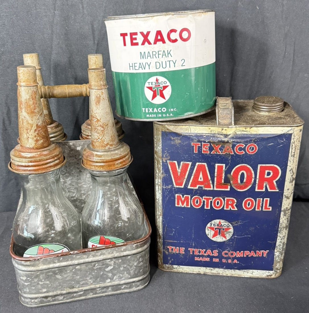 Texaco Lot 5Lb Marfak 2 Gallon Can 4 Sky Chief Quart Bottles (1 of 10)