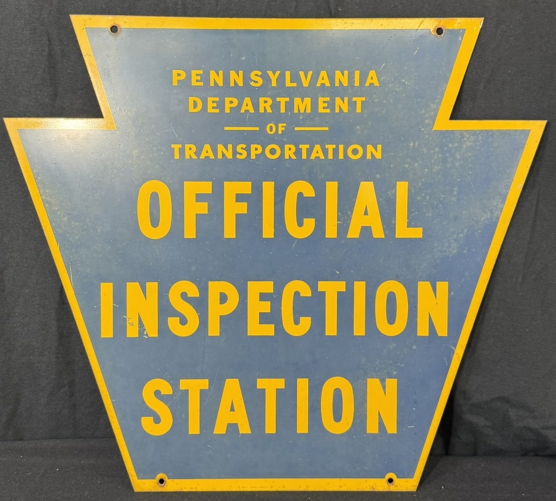 Pennsylvania Dept Trans Official Inspection DST Metal Sign: Measures 21.5" x 23.5"