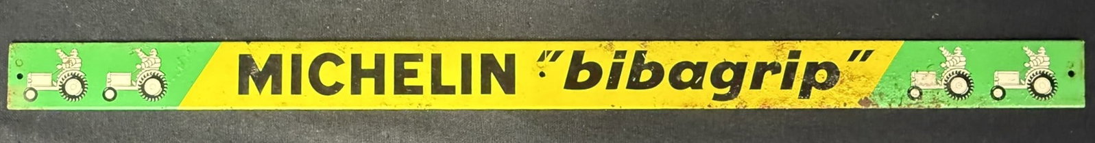 Michelin Bibagrip SST Metal Strip Sign Bibendum Farm Tractor: 18.5" x 1" roughly - TAC #043175