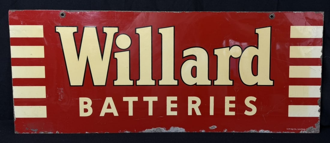 1950 Willard Batteries DST Painted Metal Advertising Sign (1 of 8)