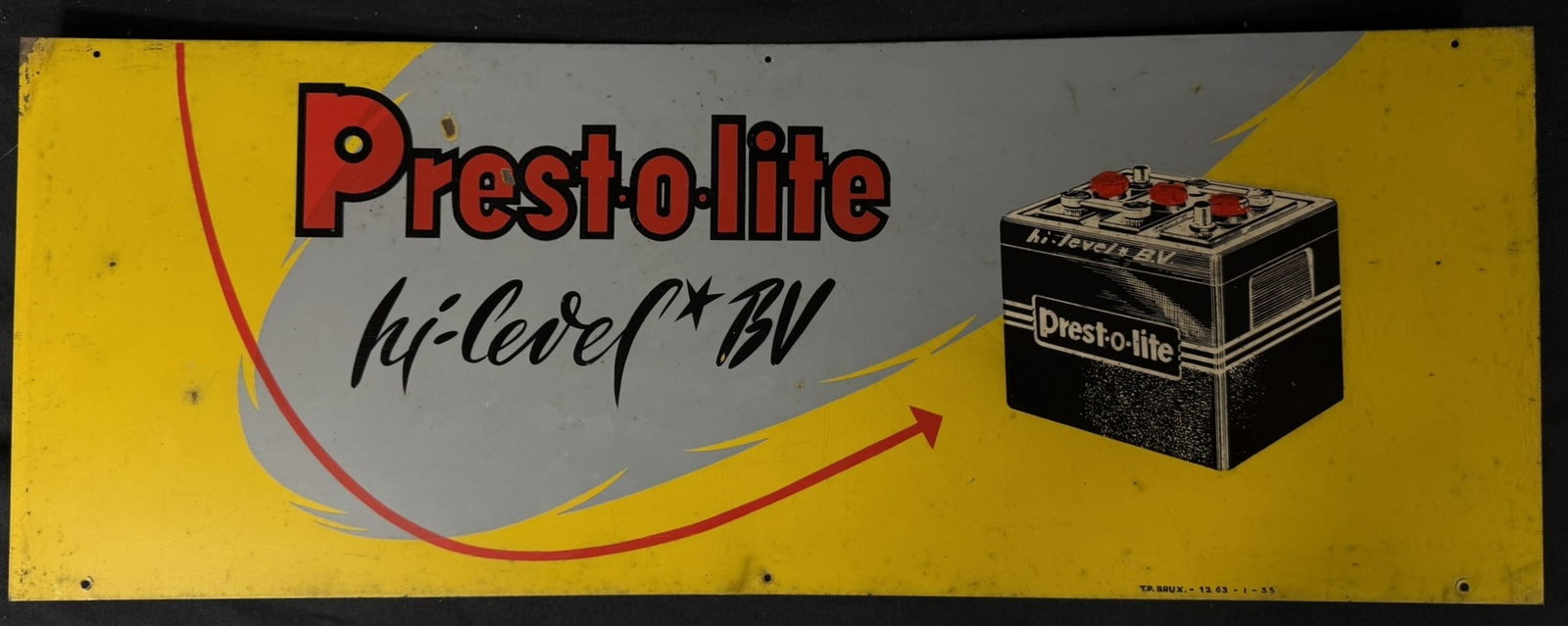 Prestolite Hi-Level BV SST Painted Metal Rack Topper Sign: Measures 26" x 10"