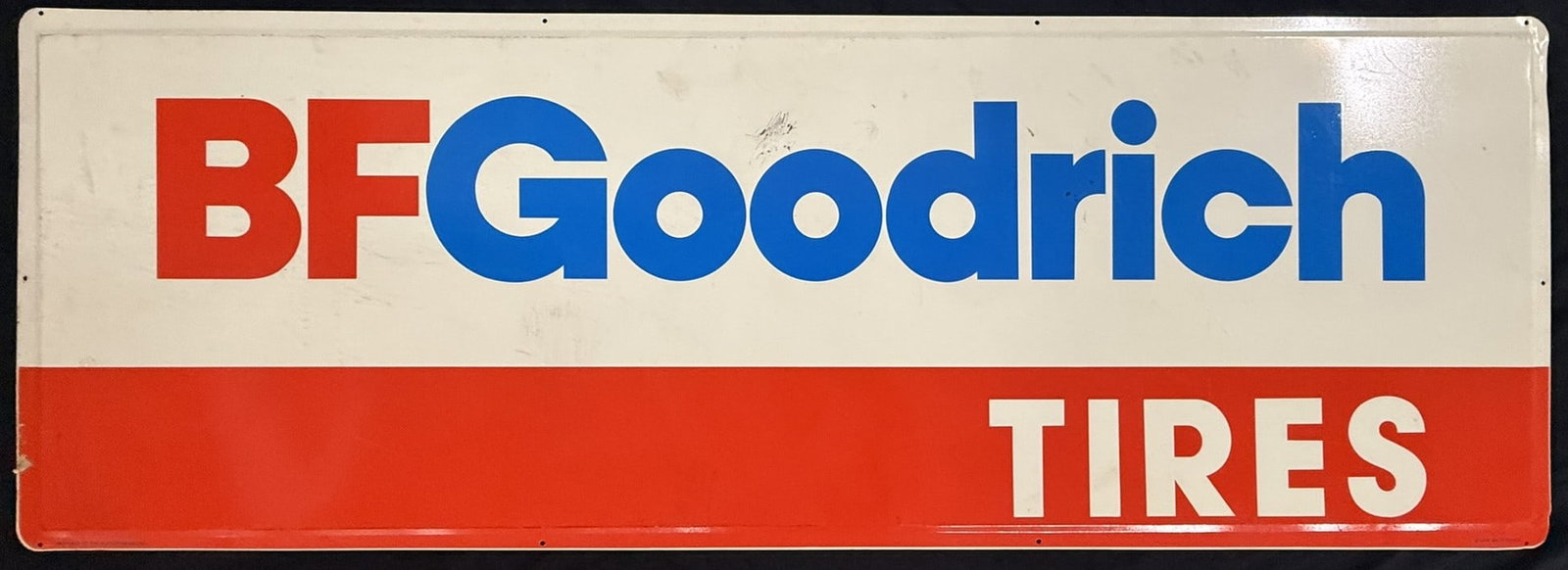 BF Goodrich Tires SST Painted Metal Advertising 5' Sign: Measures 5' x 21" roughly