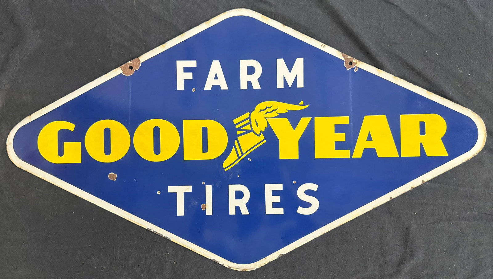 Goodyear Farm Tires DSP Porcelain Hanging Advertising Sign: 48" x 26.5" - see all photos