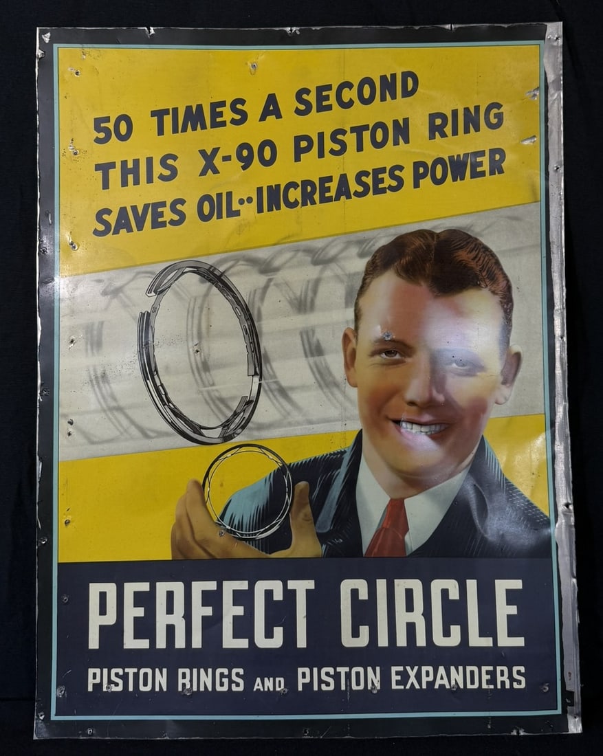 Perfect Circle Piston Rings & Expanders SST Tin Sign: 26.5" tall x 20" wide