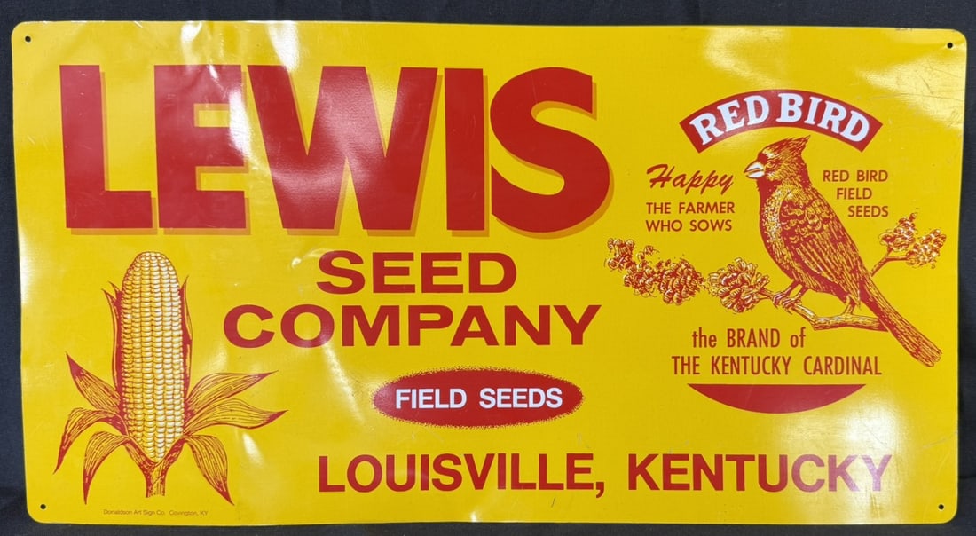 Lewis Seed Red Bird Louisville Kentucky SST Tin Metal Sign: 21" x 11" roughly