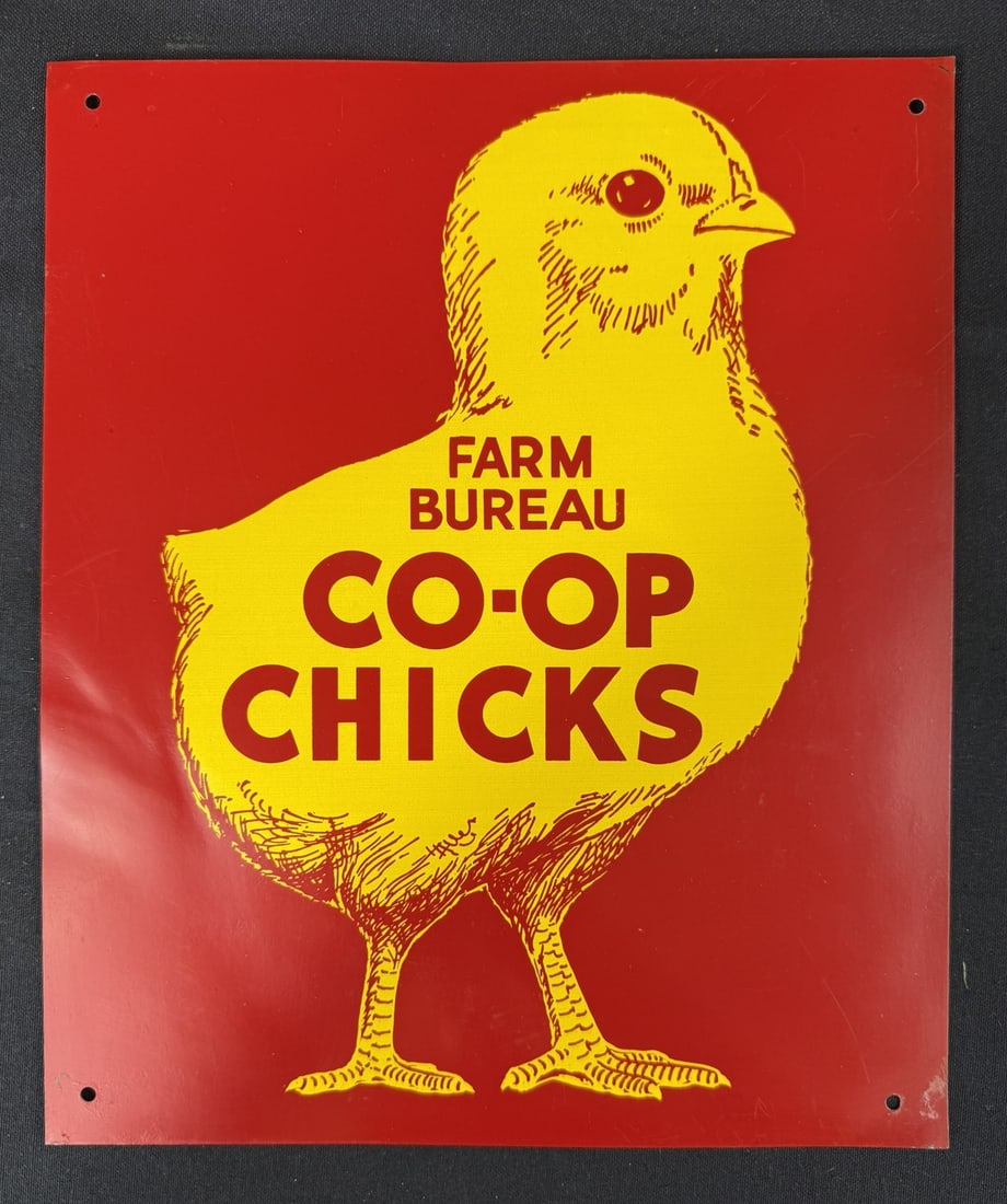 Farm Bureau CO-OP Chicks SST Tin Painted Metal Farm Sign (1 of 6)