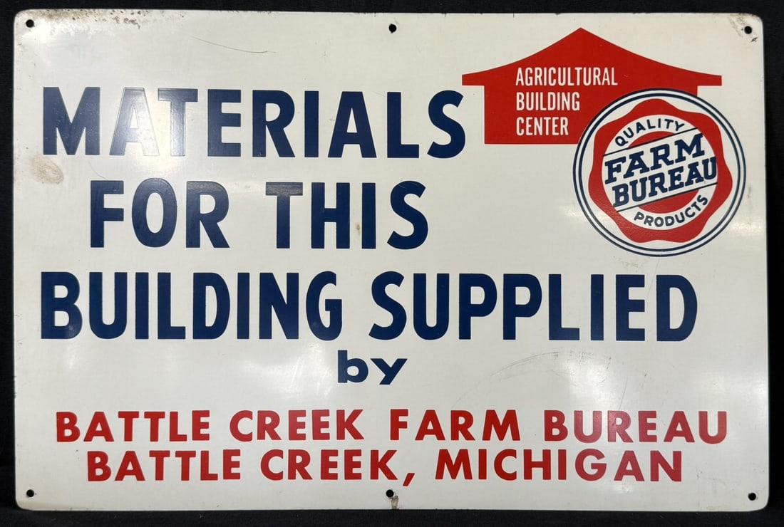 Farm Bureau Battle Creek Michigan SST Painted Metal Sign: TAC #059245 - measures 18" x 12"