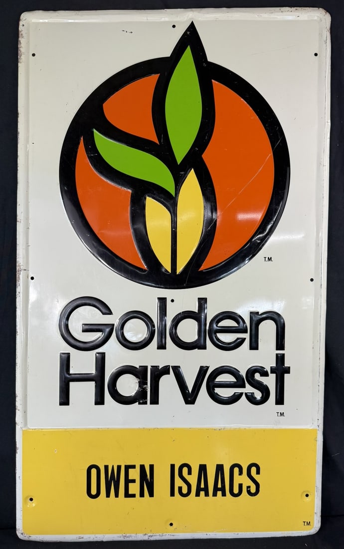 Golden Harvest SST Tin Embossed Farm Corn Advertising Sign (1 of 8)