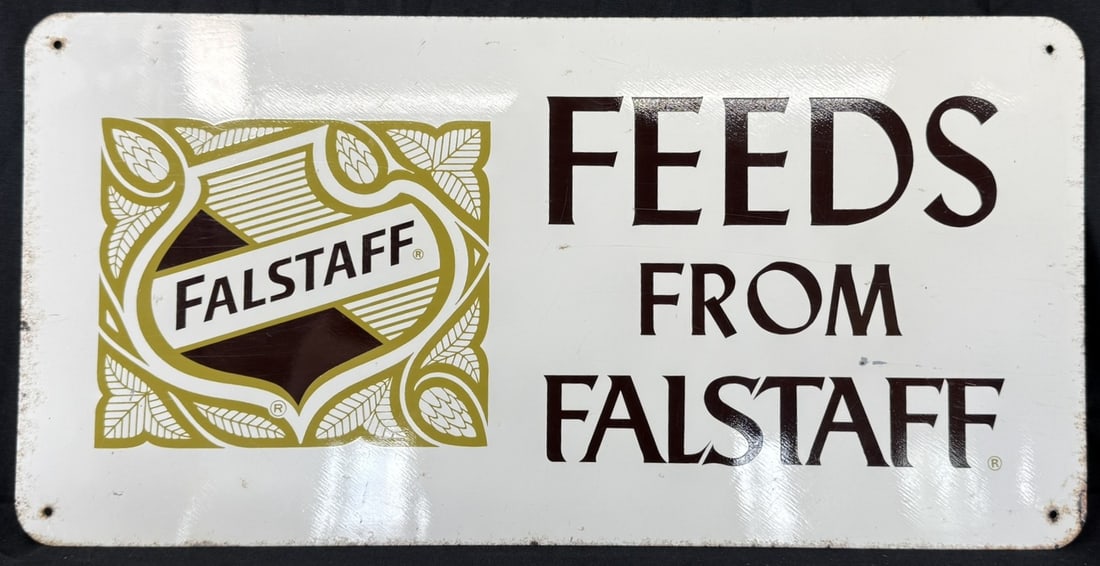 Feeds From Falstaff SST Painted Metal Advertising Sign: 23.5" x 12"