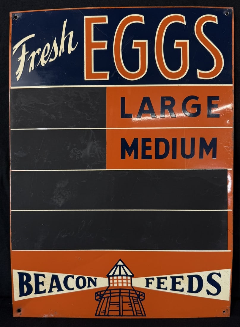 Fresh Eggs Beacon Feeds SST Painted Metal Chalkboard Sign: 19.5" x 14"
