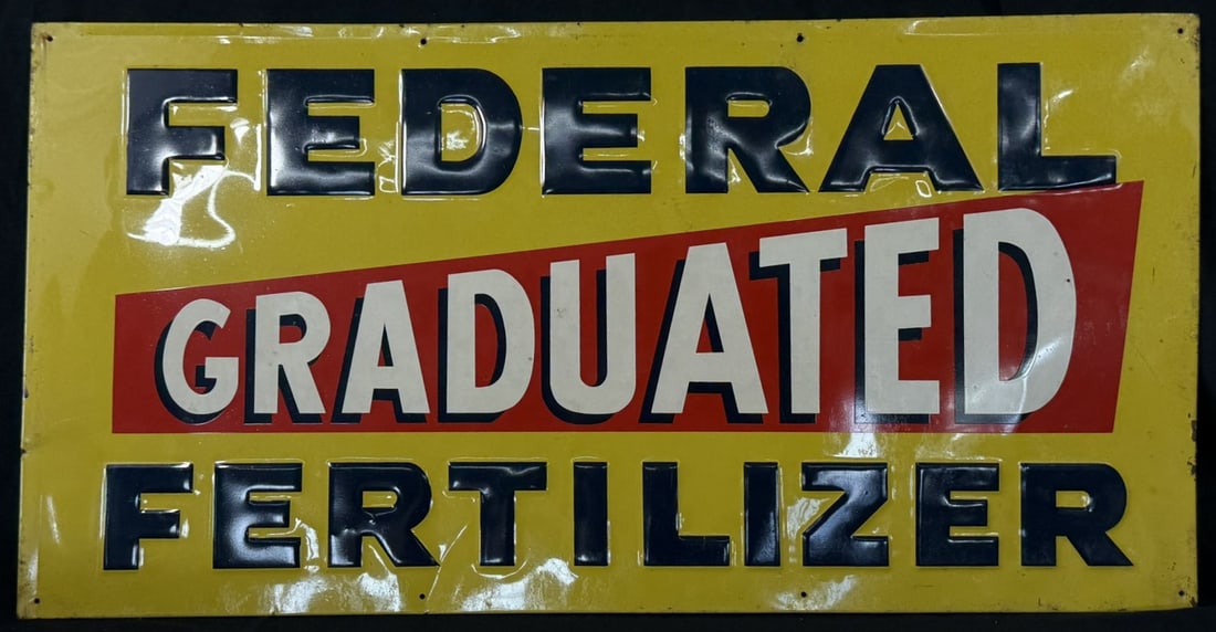 Federal Graduated Fertilizer SST Tin Embossed Farm Sign: 30.5" x 17.5"