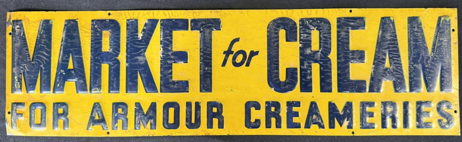 Market For Cream Armour Creameries SST Tin Embossed Sign: 19.75" x 5.5"