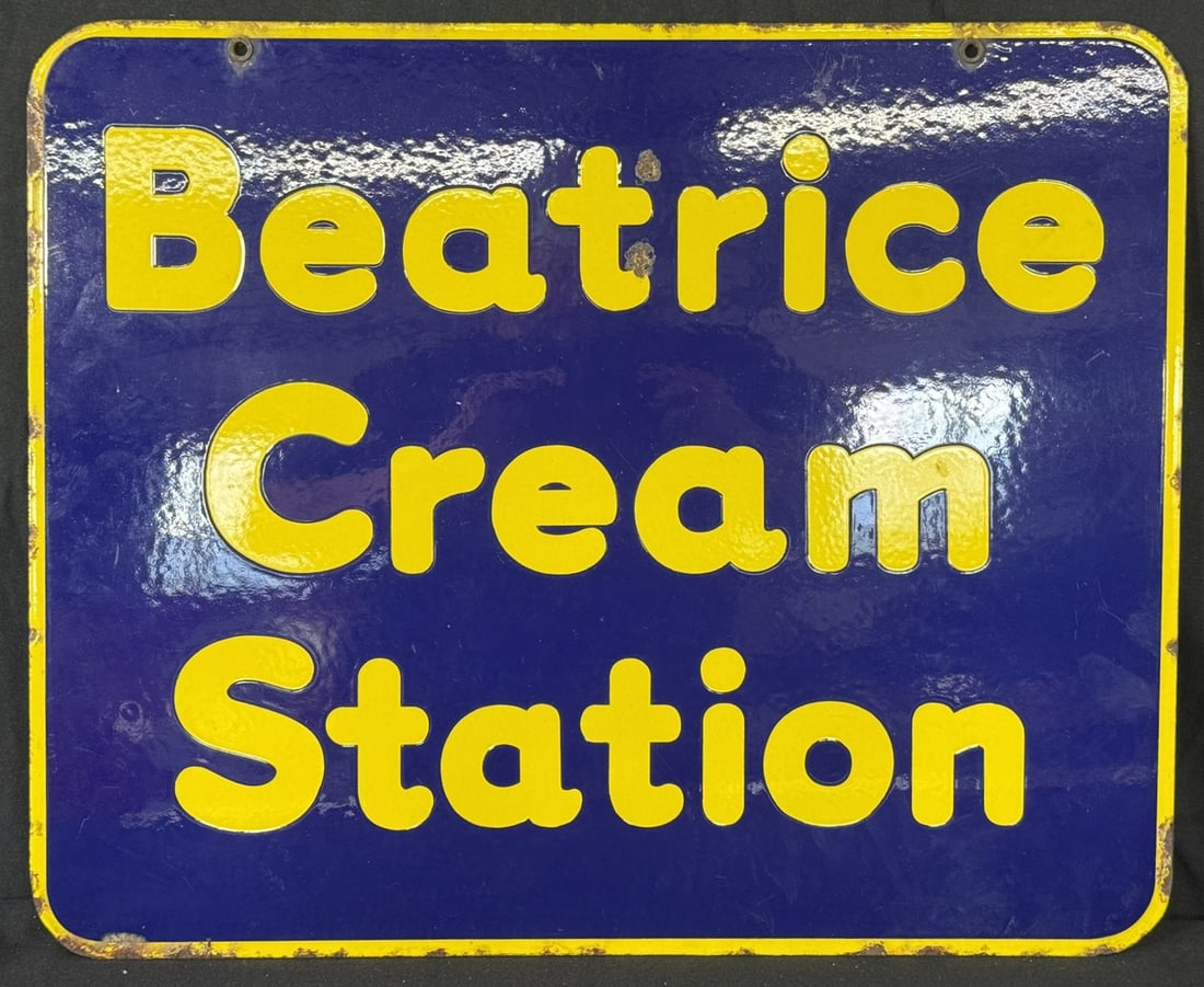 Beatrice Cream Station Porcelain Hanging Advertising Sign (1 of 8)
