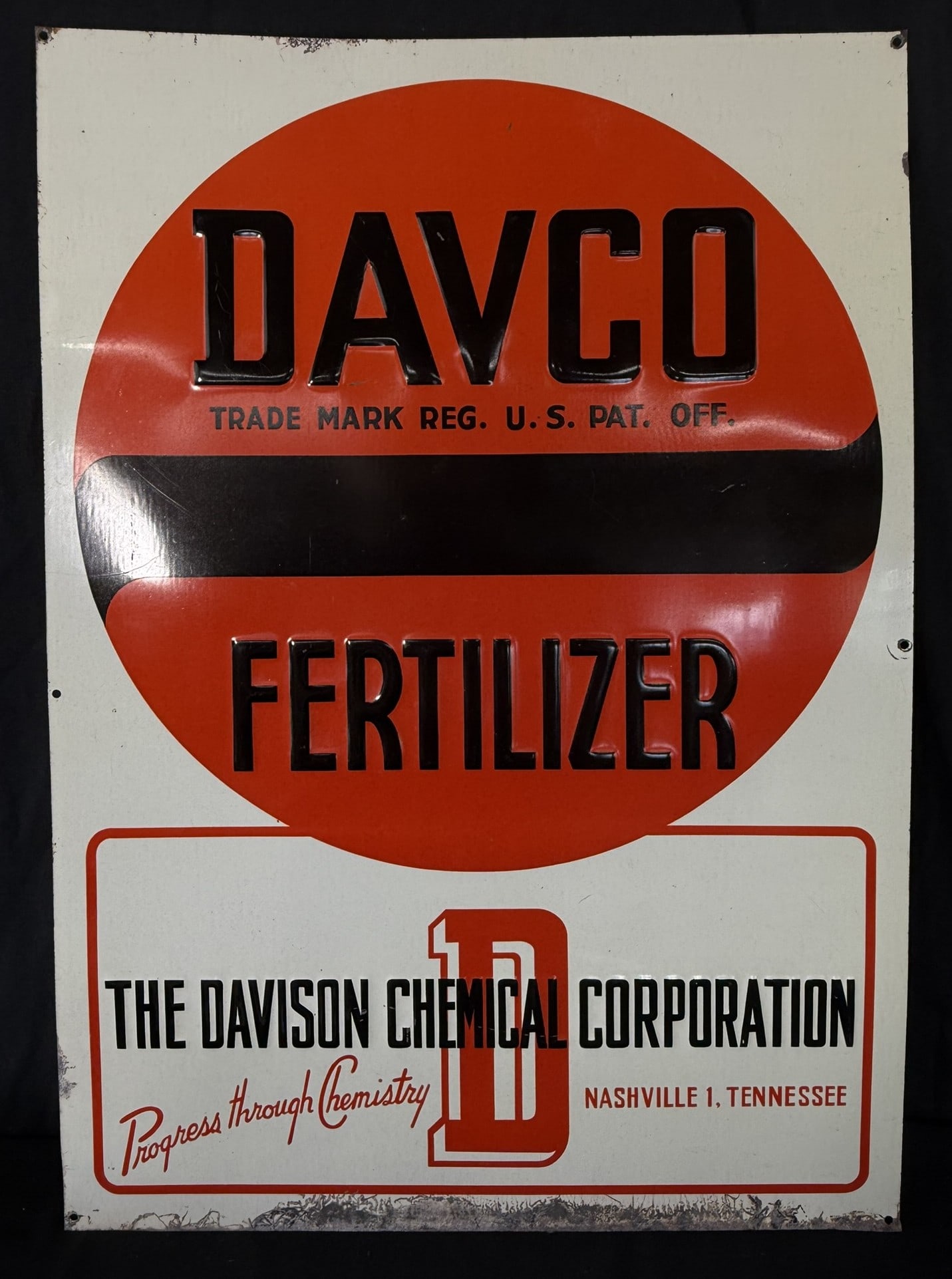 Davco Fertilizer Davison Chemical Tin SST Embossed Farm Sign: 28" x 20"