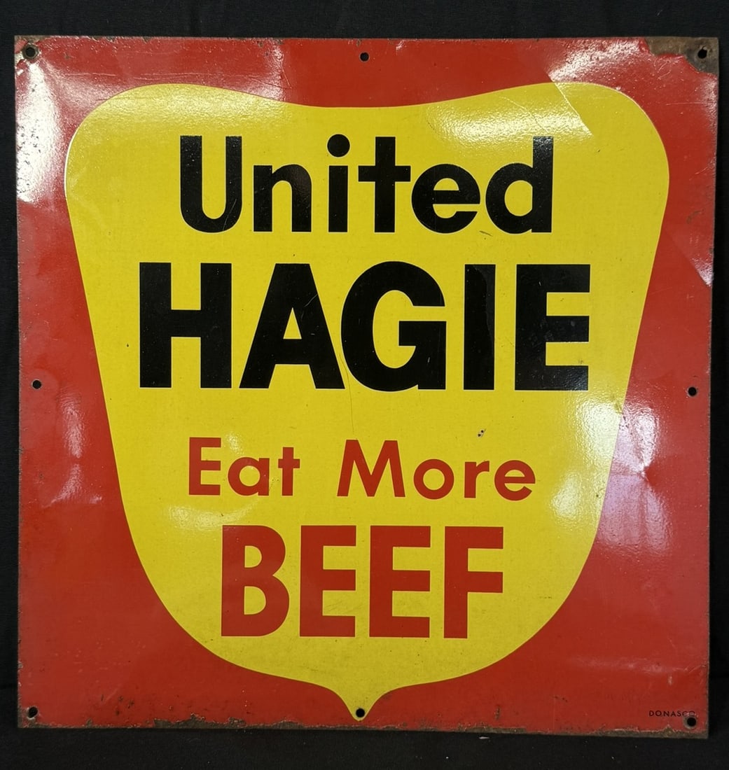 United Hagie Eat More Beef SST Painted Tin Farm Sign: 15" x 15"