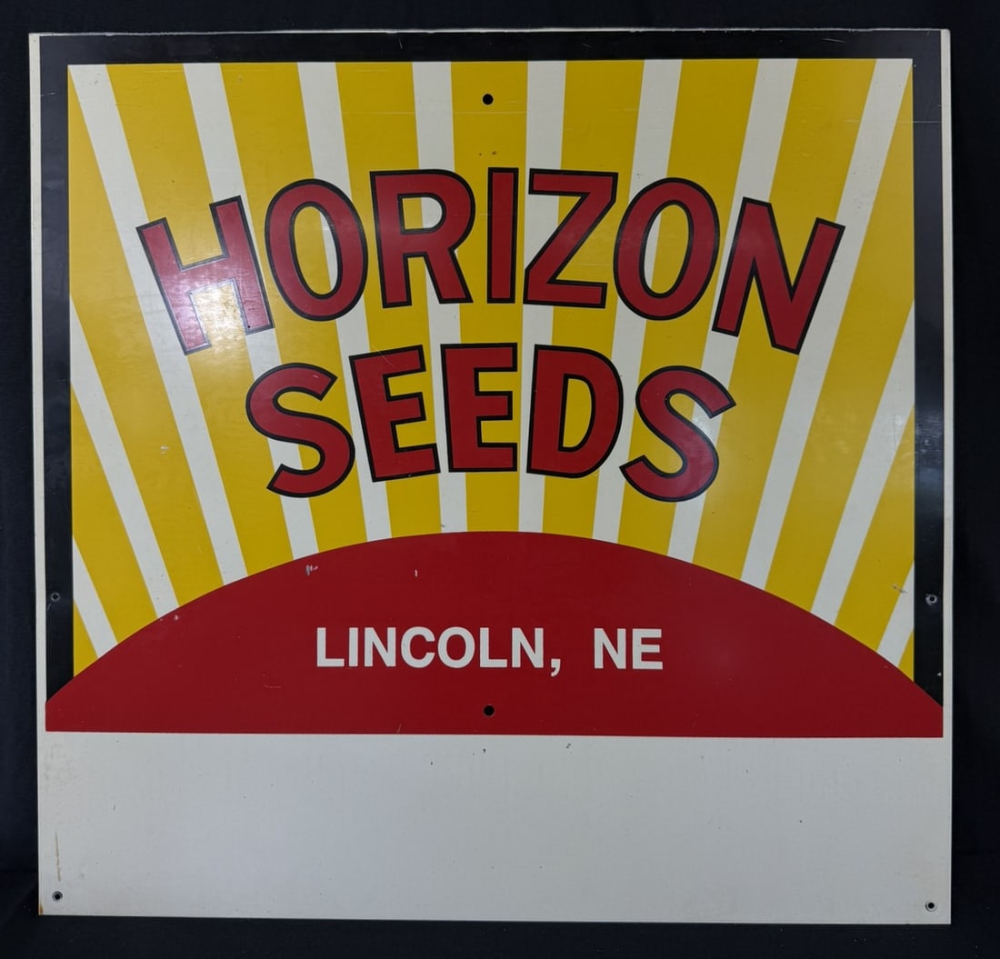 Horizon Seeds Lincoln Nebraska SST Tin Advertising Farm Sign: 24" x 23" roughly