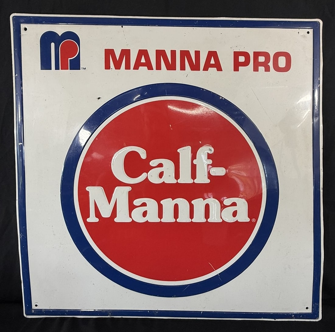 Calf-Manna Pro SST Tin Embossed Painted Metal Farm Sign: 30" x 30" roughly overall