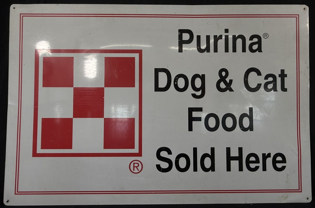 Purina Dog & Cat Food Sold Here SST Tin Painted Farm Sign: 35.5" x 23.5"