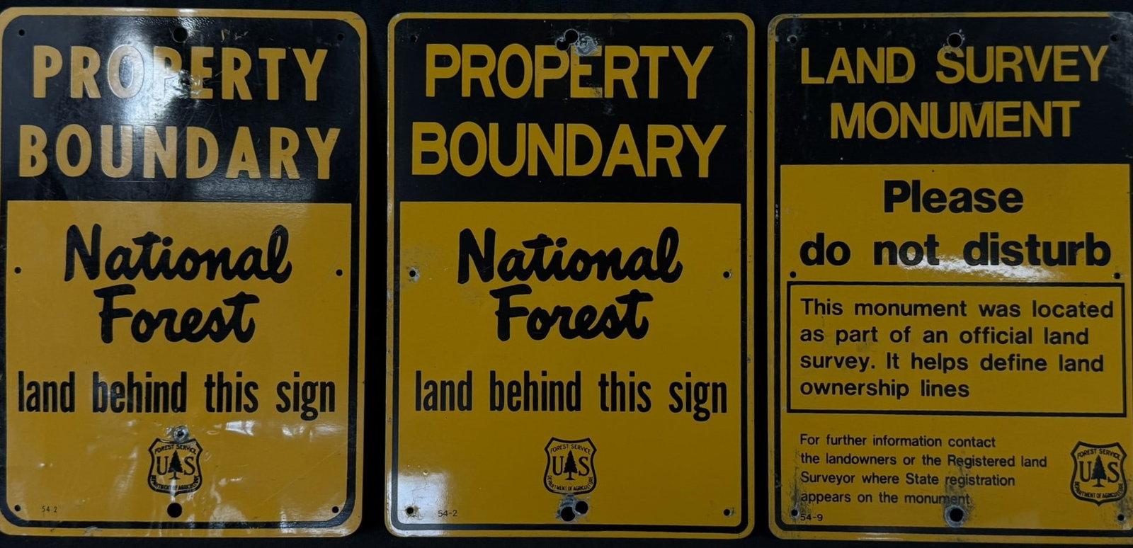 Lot 3 National Forest Porpery Boundary & Land Survey Signs: They measure 10" x 7" roughly