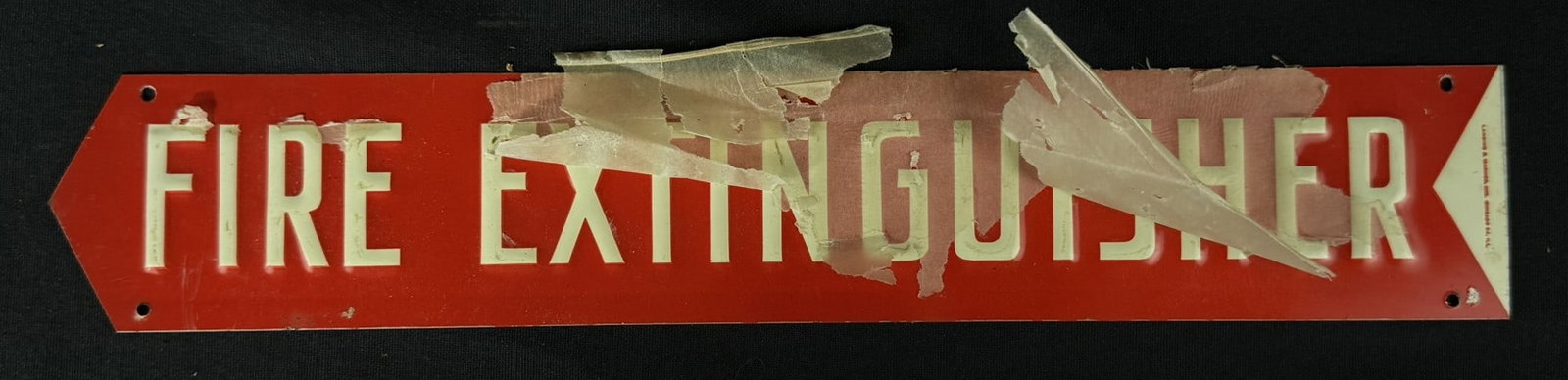 Fire Extinguisher Tin Embossed NOS Arrow SST Strip Sign: 14" x 2.5"