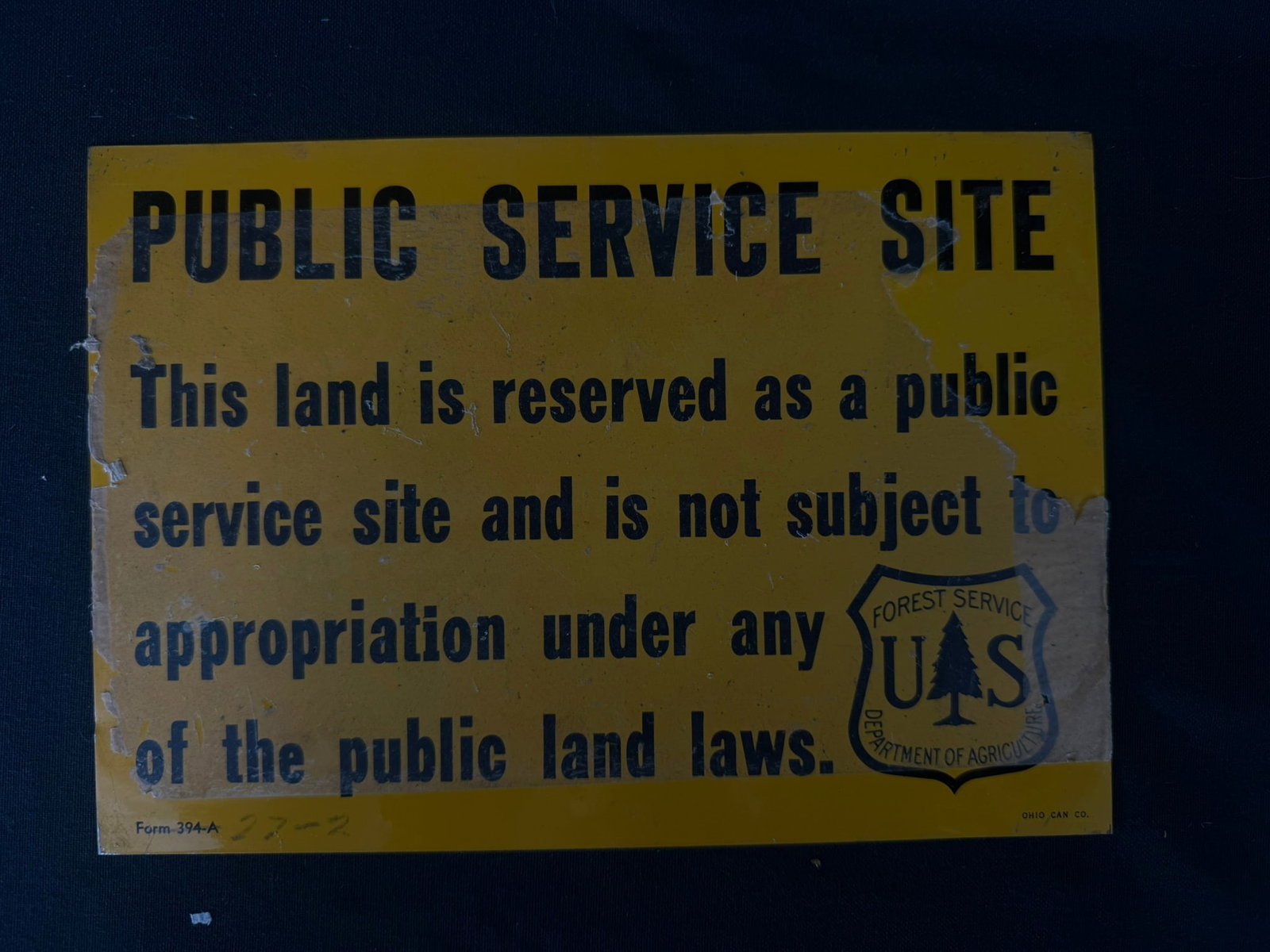 Public Service Site SST US Forest Painted Advertising Sign: 10" x 7"