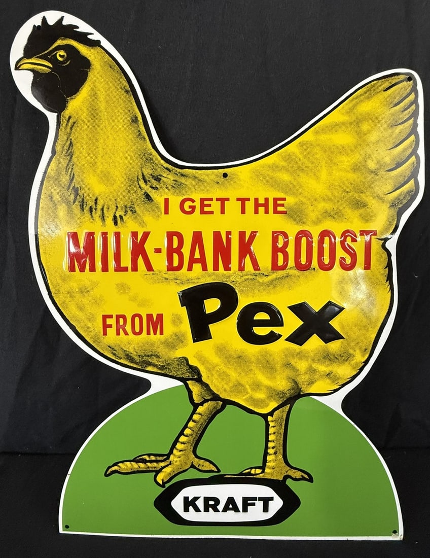 Kraft Milk-Bank Boost From Pex SST Diecut Tin Embossed Sign: 13" x 19"