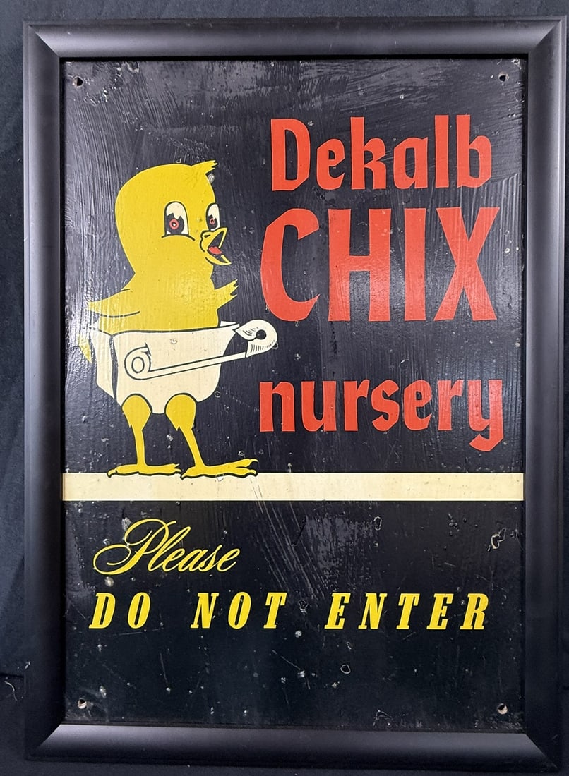 Dekalb Chix Nursery Painted Masonite Do Not Enter Farm Sign: Frame measures 21.5" x 15.5"