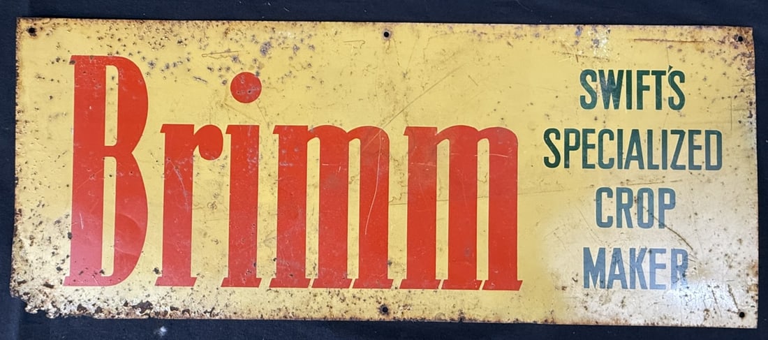Brimm Swift's Specialized Crop Maker SST Tin Metal Farm Sign: 23.5" x 9.5"