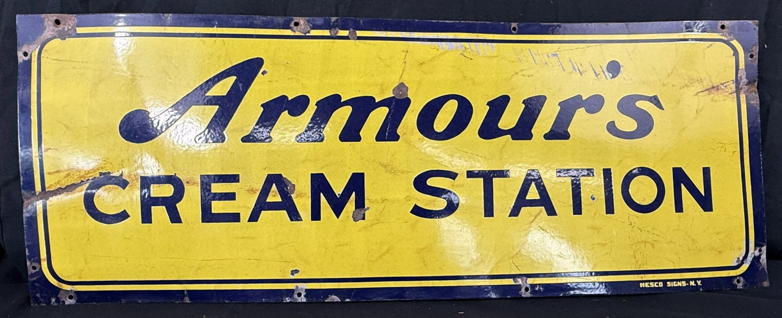 Armour's Cream Station SSP Porcelain Farm Advertising Sign: 40" x 15" roughly overall
