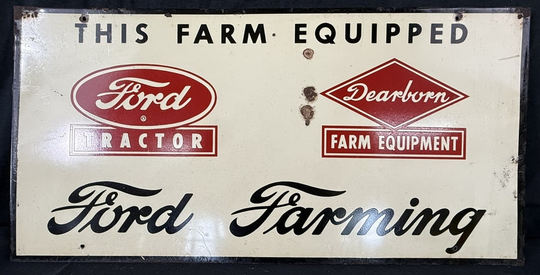 Ford Tractor Dearbor Farm Equipment SST Tin Rack Topper Sign: 22" x 11" overall