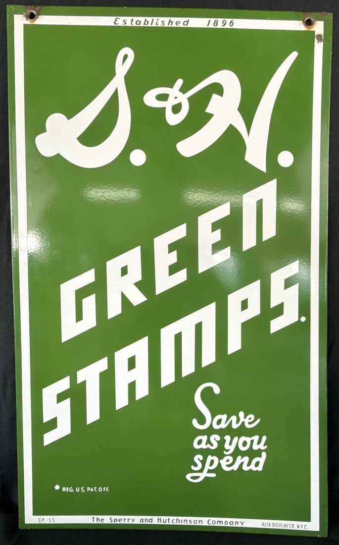 S&H Green Stamps DSP Porcelain Hanging Advertising Sign NM+ (1 of 9)