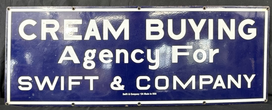 Cream Buying Agency Swift & Co SSP Porcelain Dairy Farm Sign (1 of 9)