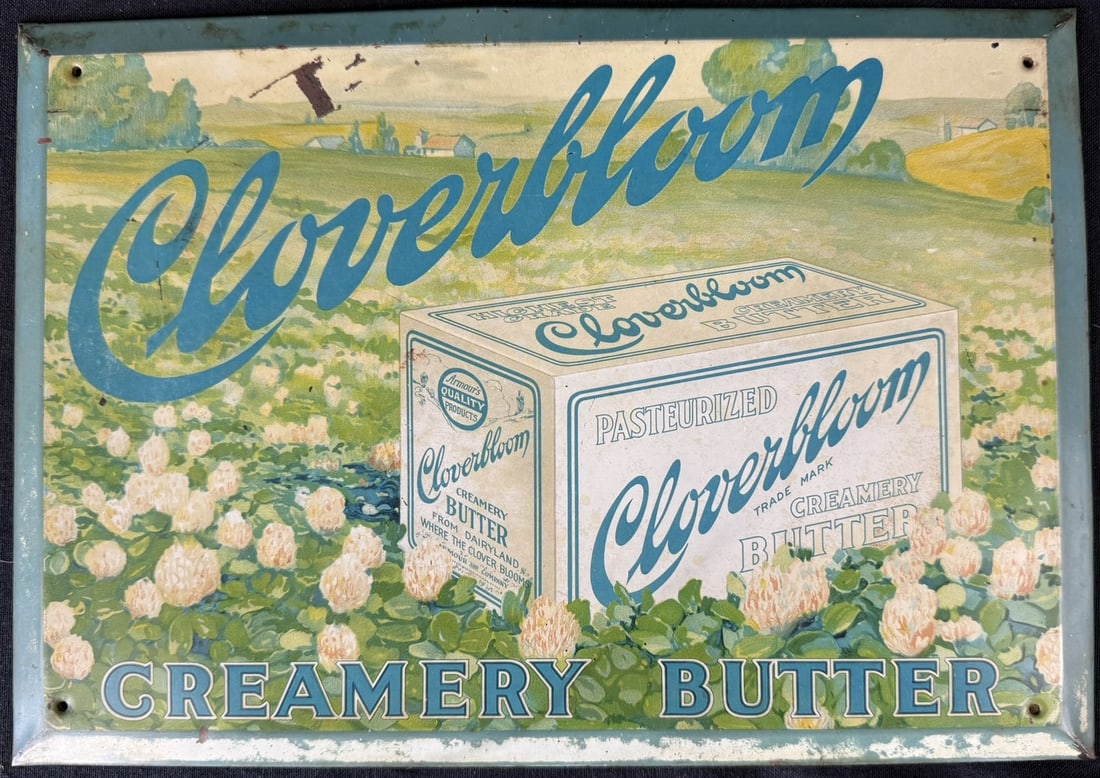 Cloverbloom Creamery Butter SST Tin Over Cardboard Farm Sign (1 of 7)