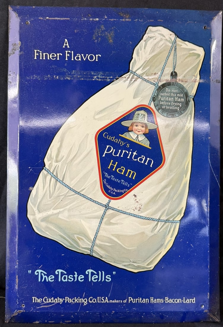 Cudahy's Puritan Ham The Taste Tells Tin Over Cardboard Sign (1 of 9)