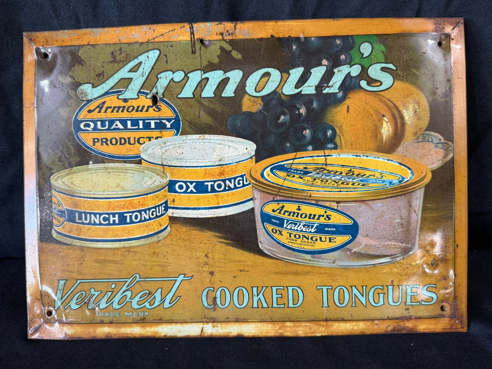 Armour's Veribest Cooked Tongues Tin Over Cardboard Sign (1 of 7)