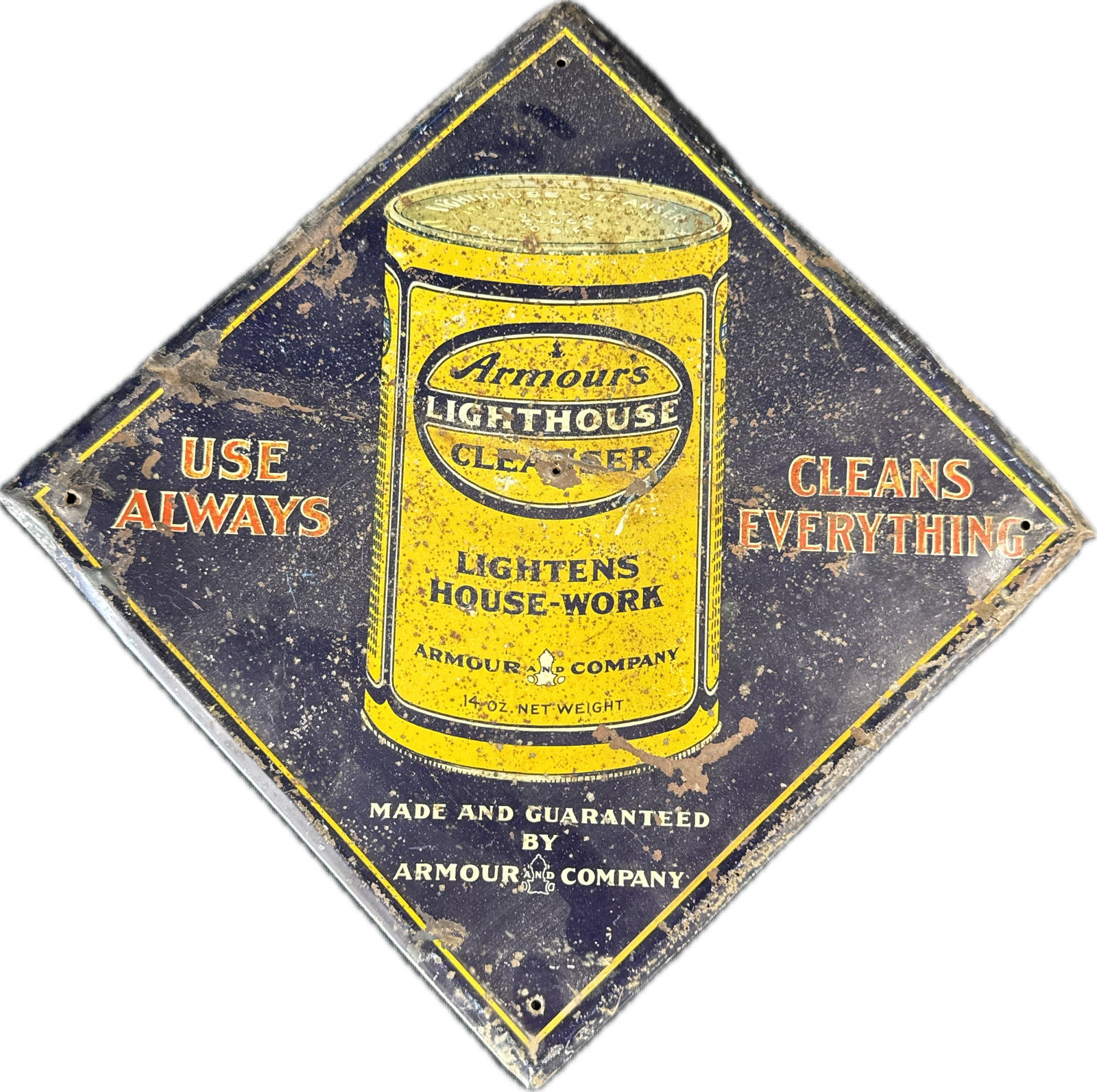 Armour's Lighthouse Cleanser 1920s Tin Over Cardboard Sign (1 of 6)