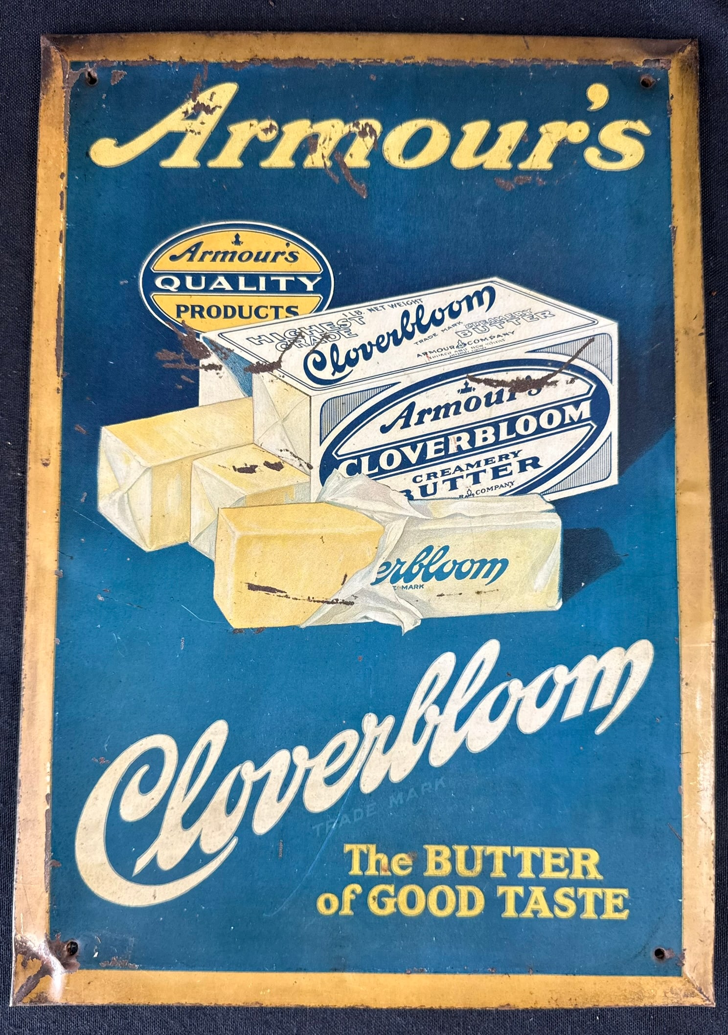 Armour's Cloverbloom Creamery Butter Tin Over Cardboard Sign (1 of 6)