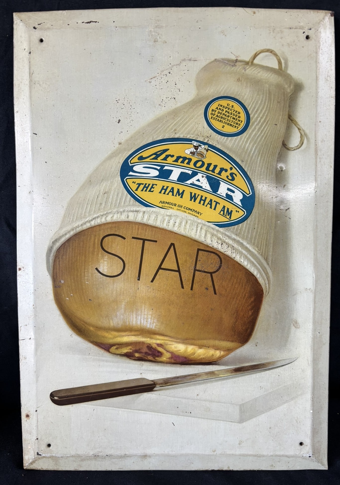 Armour's Star The Ham What Am TOC Tin Cardboard Sign: Marked niagara litho co buffalo & chicago - measures 13" x 19" overall