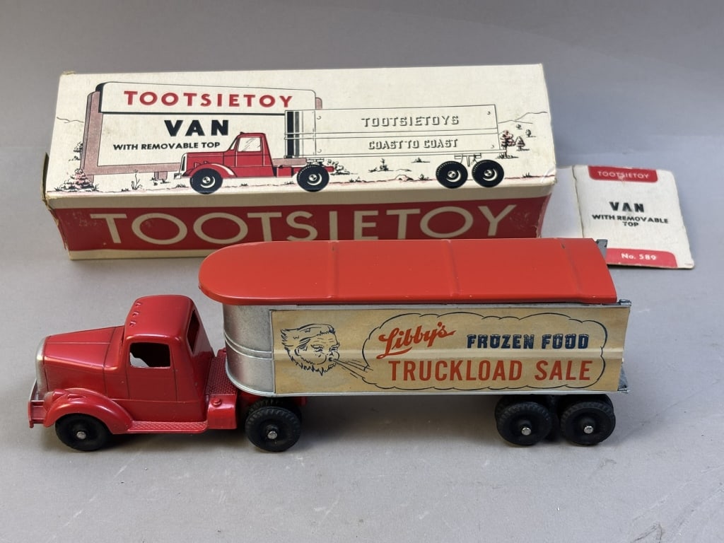 1950s Tootsie Toy Libby's Frozen Food w/ Orig Box: Please make sure you view all photos and ask any questions you may have! Great original collectible item. This is day 1 of our 2 day one owner auction event. Thanks and have a great day! Holler & Hamm